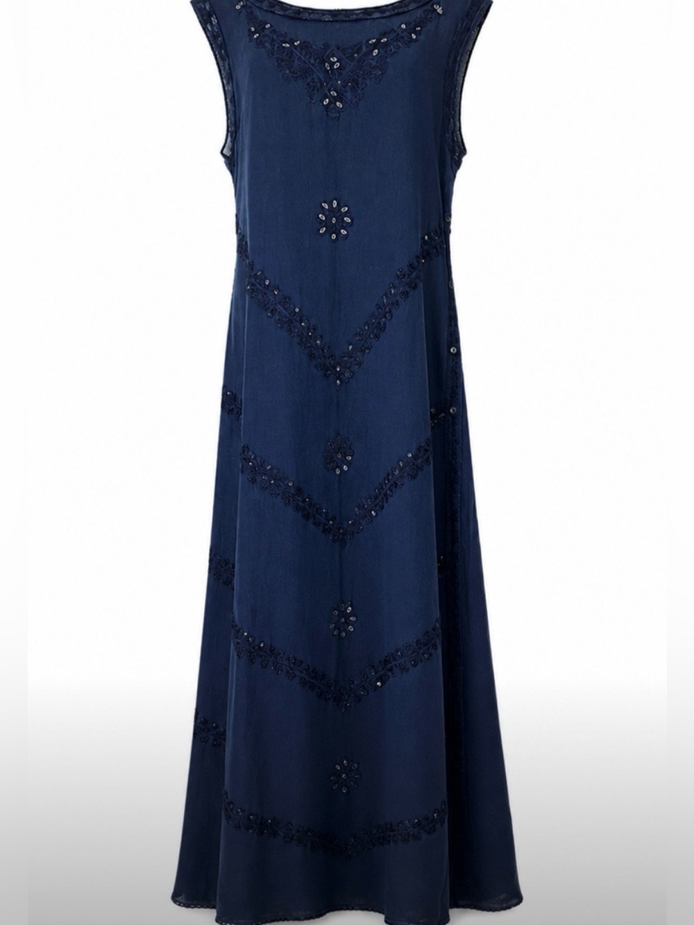 Meadow Lane Cottagecore Boho Navy  Embroidered Maxi Dress XL Western Coastal